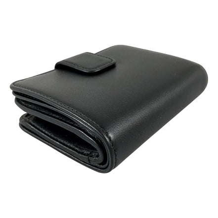 Prada Soft Calfskin Nero Black Leather Small Snap Wallet with Zipper available at Queen Bee of Beverly Hills