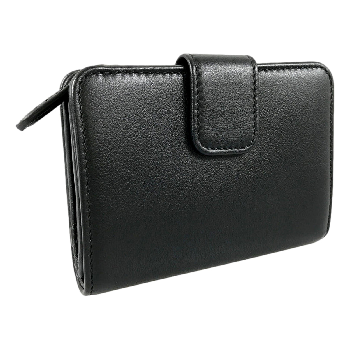 Prada Soft Calfskin Nero Black Leather Small Snap Wallet with Zipper available at Queen Bee of Beverly Hills