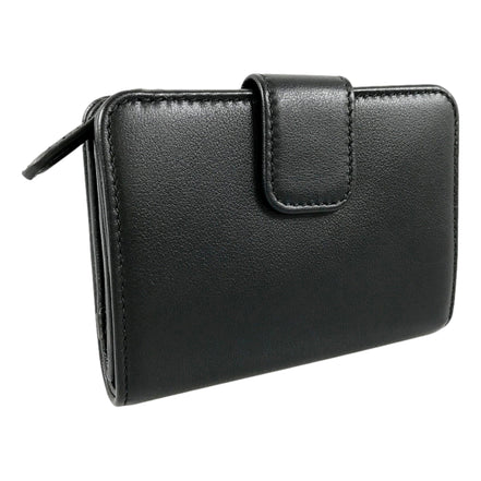 Prada Soft Calfskin Nero Black Leather Small Snap Wallet with Zipper available at Queen Bee of Beverly Hills