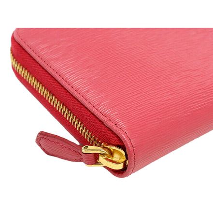 Prada Vitello Move Long Zip Around Continental Wallet Pink available at Queen Bee of Beverly Hills