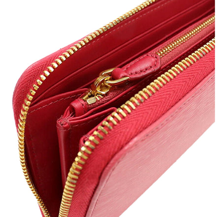Prada Vitello Move Long Zip Around Continental Wallet Pink available at Queen Bee of Beverly Hills