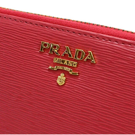 Prada Vitello Move Long Zip Around Continental Wallet Pink available at Queen Bee of Beverly Hills