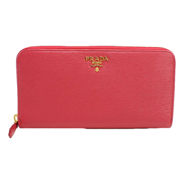 Prada Vitello Move Long Zip Around Continental Wallet Pink available at Queen Bee of Beverly Hills