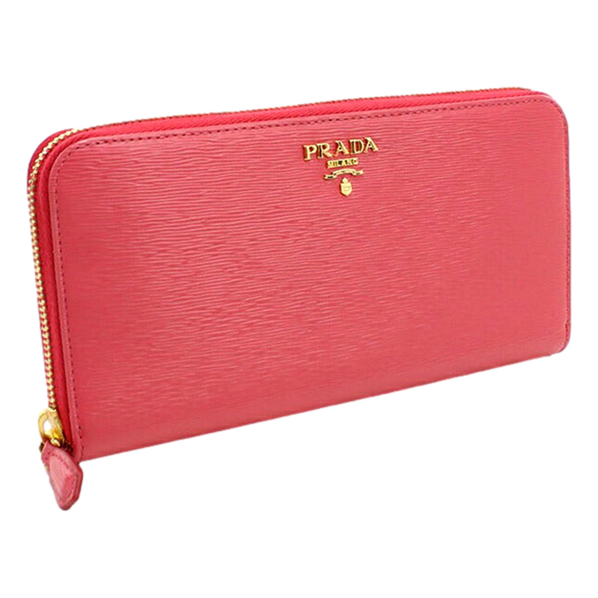 Prada Vitello Move Long Zip Around Continental Wallet Pink available at Queen Bee of Beverly Hills