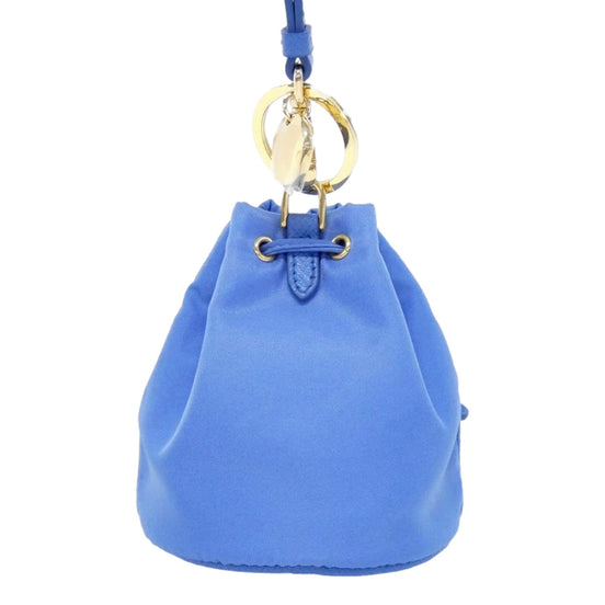 Prada Re Nylon and Saffiano Leather Trim Mini Bag Charm Keychain Blue available at Queen Bee of Beverly Hills
