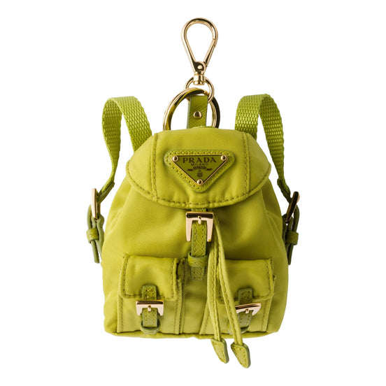Prada Mini Icon Re Nylon Backpack Bag Charm Keychain Fern Green available at Queen Bee of Beverly Hills