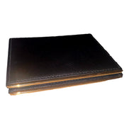 Prada Saffiano Leather Gold Metal Trim Snap Bifold Wallet Black available at Queen Bee of Beverly Hills
