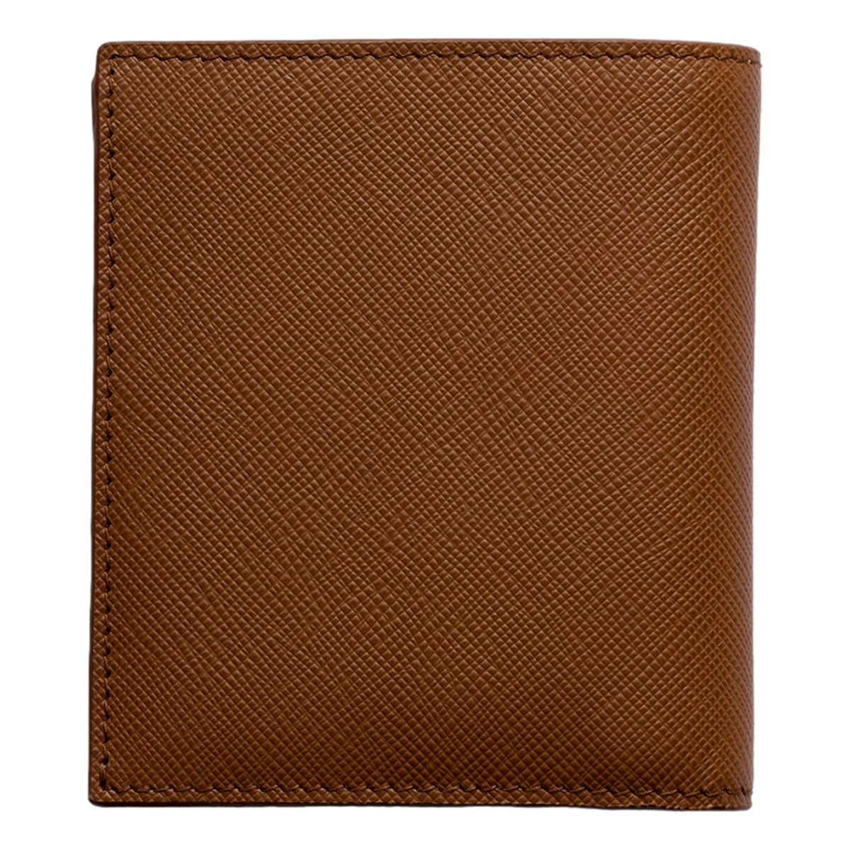 Prada Saffiano Leather Bifold Two Tone Brown White Wallet
