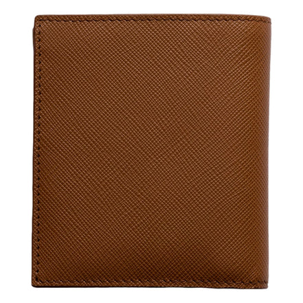 Prada Saffiano Leather Bifold Two Tone Brown White Wallet