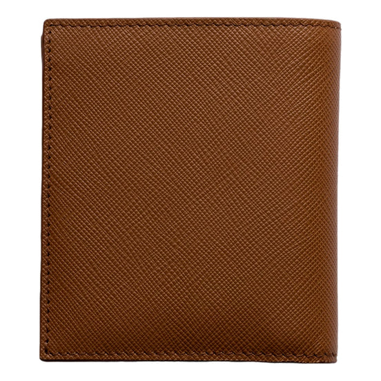 Prada Saffiano Leather Bifold Two Tone Brown White Wallet