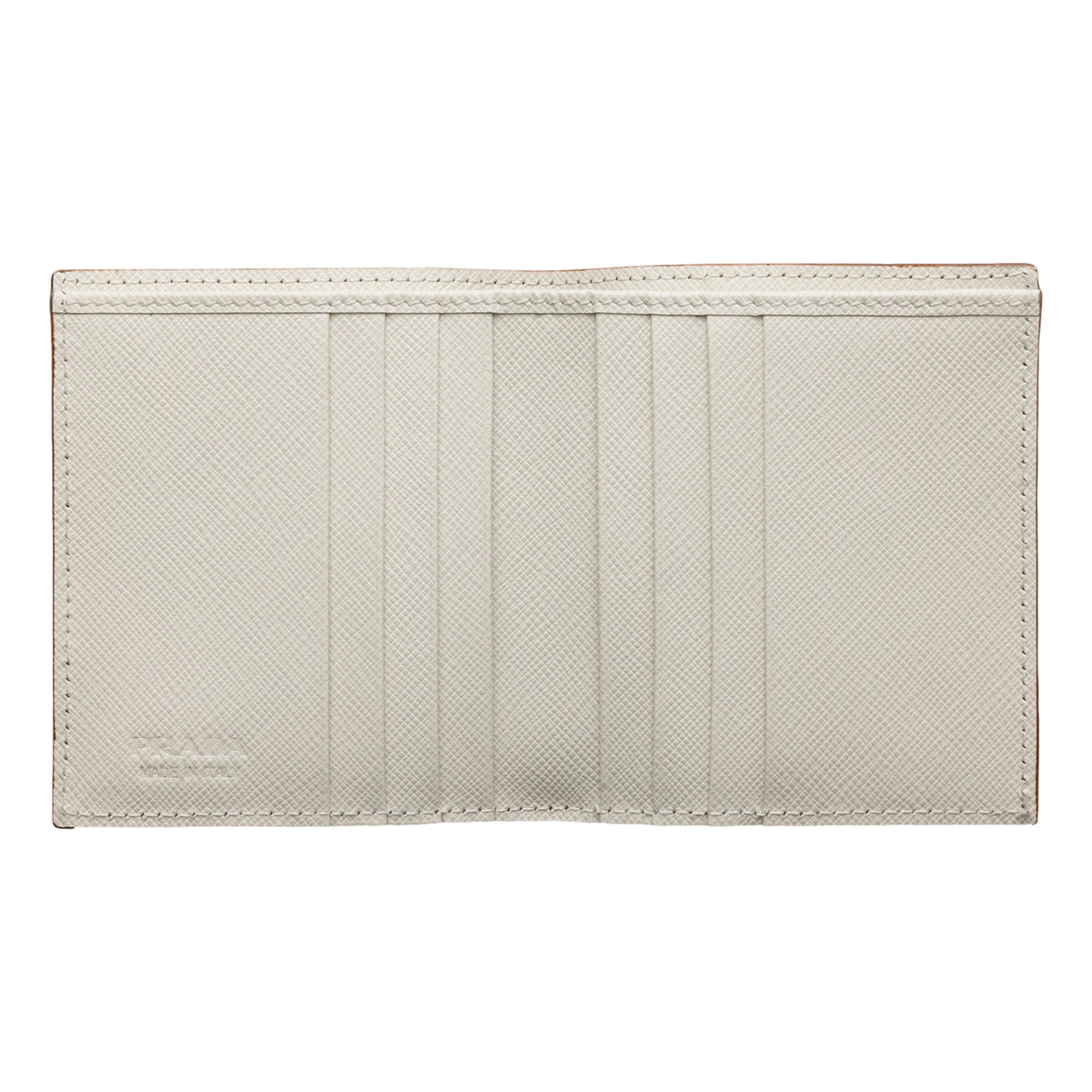 Prada Saffiano Leather Bifold Two Tone Brown White Wallet