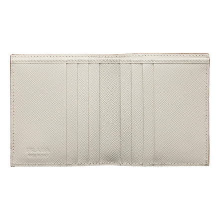 Prada Saffiano Leather Bifold Two Tone Brown White Wallet