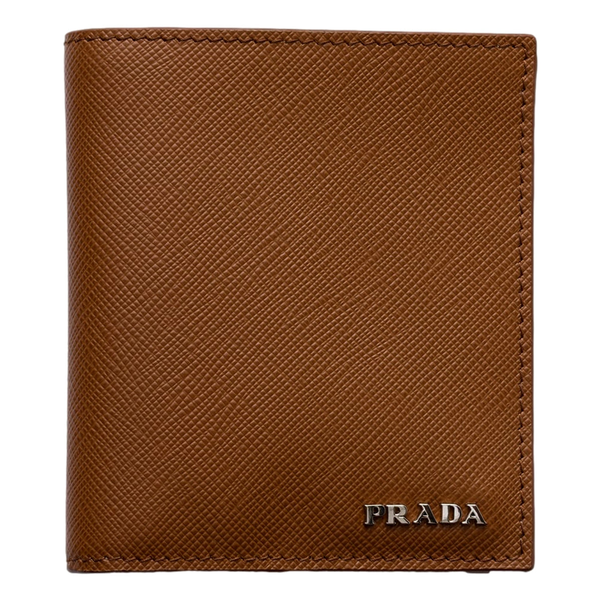 Prada Saffiano Leather Bifold Two Tone Brown White Wallet