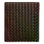 Prada Woven Leather Bifold Wallet Dark Brown