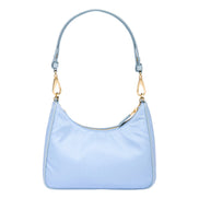 Prada 2Way Tessuto Nylon Cielo Blue Ostrich Leather Handbag available at Queen Bee of Beverly Hills