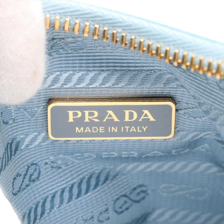 Prada 2Way Tessuto Nylon Cielo Blue Ostrich Leather Shoulder Handbag