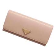 Prada Vitello Move Cipria Beige Leather Continental Long Wallet Gold Triangle Logo 