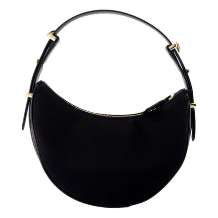 Prada Arqué Re-Nylon and Brushed Leather Black Shoulder Bag available at Queen Bee of Beverly Hills