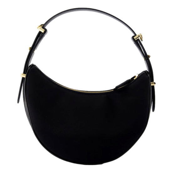 Prada Arqué Re-Nylon and Brushed Leather Black Shoulder Bag available at Queen Bee of Beverly Hills