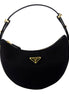 Prada Arqué Re-Nylon and Brushed Leather Black Shoulder Bag available at Queen Bee of Beverly Hills