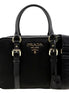 Prada Bauletto Tessuto Nylon Saffiano Black Satchel Handbag available at Queen Bee of Beverly Hills
