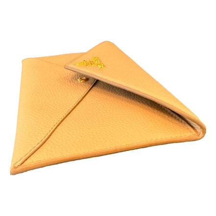 Prada Beige Vitello Grain Leather Long Envelope Wallet available at Queen Bee of Beverly Hills