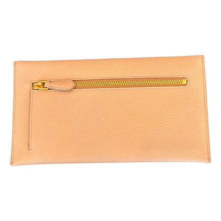 Prada Beige Vitello Grain Leather Long Envelope Wallet available at Queen Bee of Beverly Hills