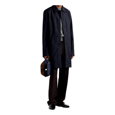 Prada Re-Nylon and Suede Belt Bag in Navy Blue with Brown Suede and Leather Trim - available at Queen Bee of Beverly Hills. 