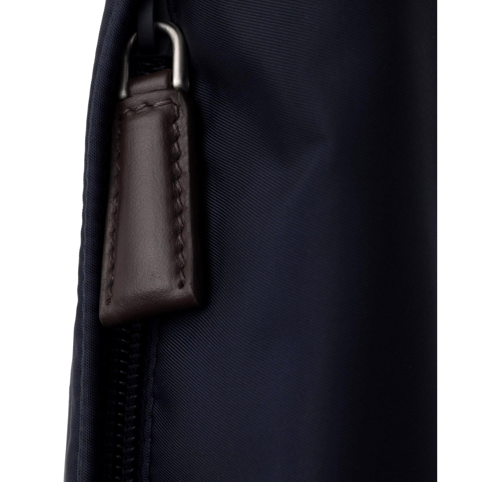 Prada Re-Nylon and Suede Belt Bag in Navy Blue with Brown Suede and Leather Trim - available at Queen Bee of Beverly Hills. 