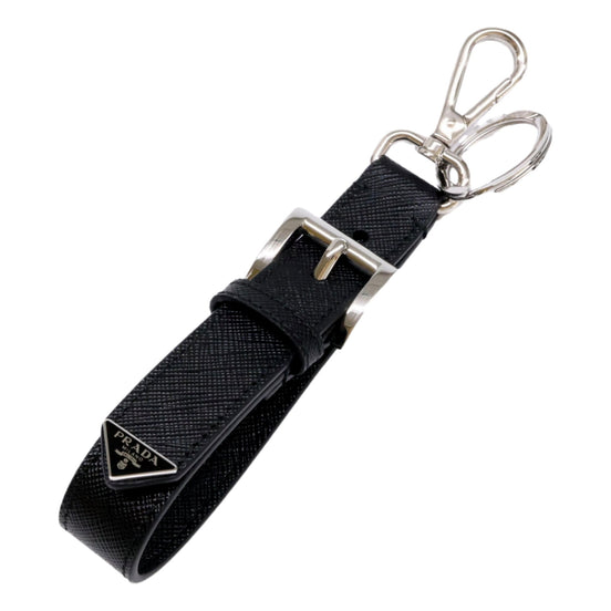 Prada Saffiano Leather Belt Strap Keychain Bag Charm in Black Nero - available at Queen Bee of Beverly Hills. 