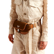 Prada Brown Nylon Leather Trim Belt Bag Waist Bag - available at Queen Bee of Beverly Hills. 