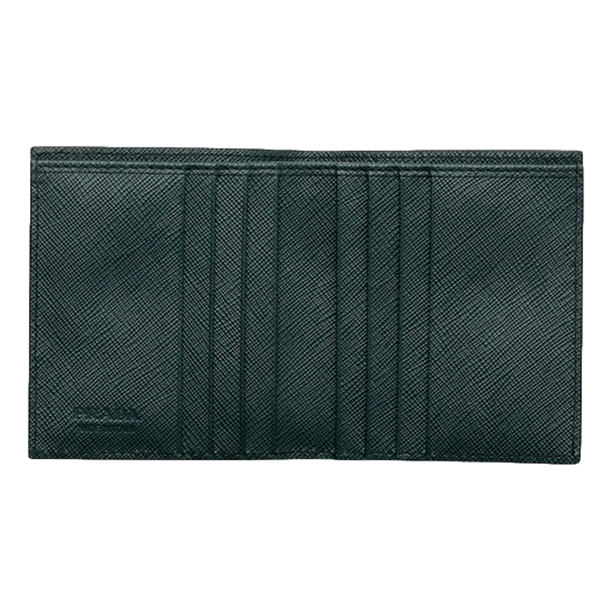 Prada Smoky Emerald Saffiano Leather Bifold Wallet - available at Queen Bee of Beverly Hills. 