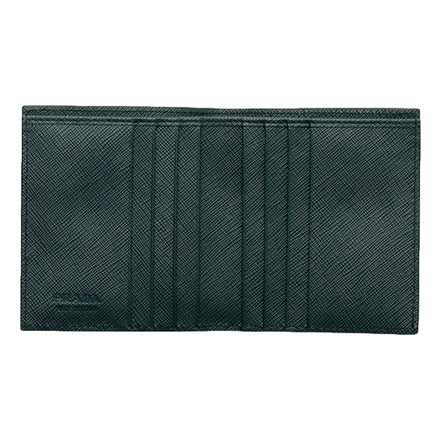 Prada Smoky Emerald Saffiano Leather Bifold Wallet - available at Queen Bee of Beverly Hills. 