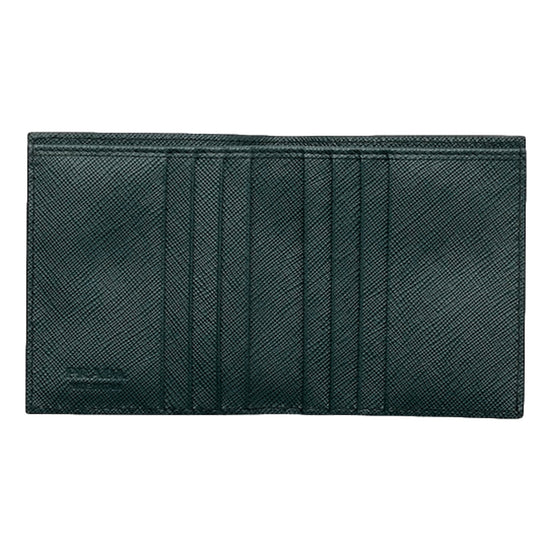 Prada Smoky Emerald Saffiano Leather Bifold Wallet - available at Queen Bee of Beverly Hills. 