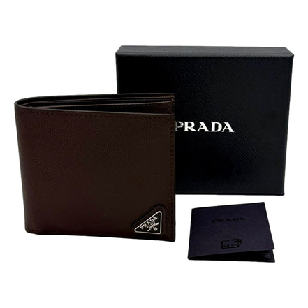 Prada Bruciato Dark Brown Saffiano Leather Bifold Wallet - available at Queen  Bee of Beverly Hills. 