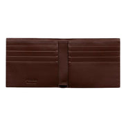 Prada Brown Vitello Daino Triangolo Leather Bifold Wallet - available at Queen Bee of Beverly Hills. 