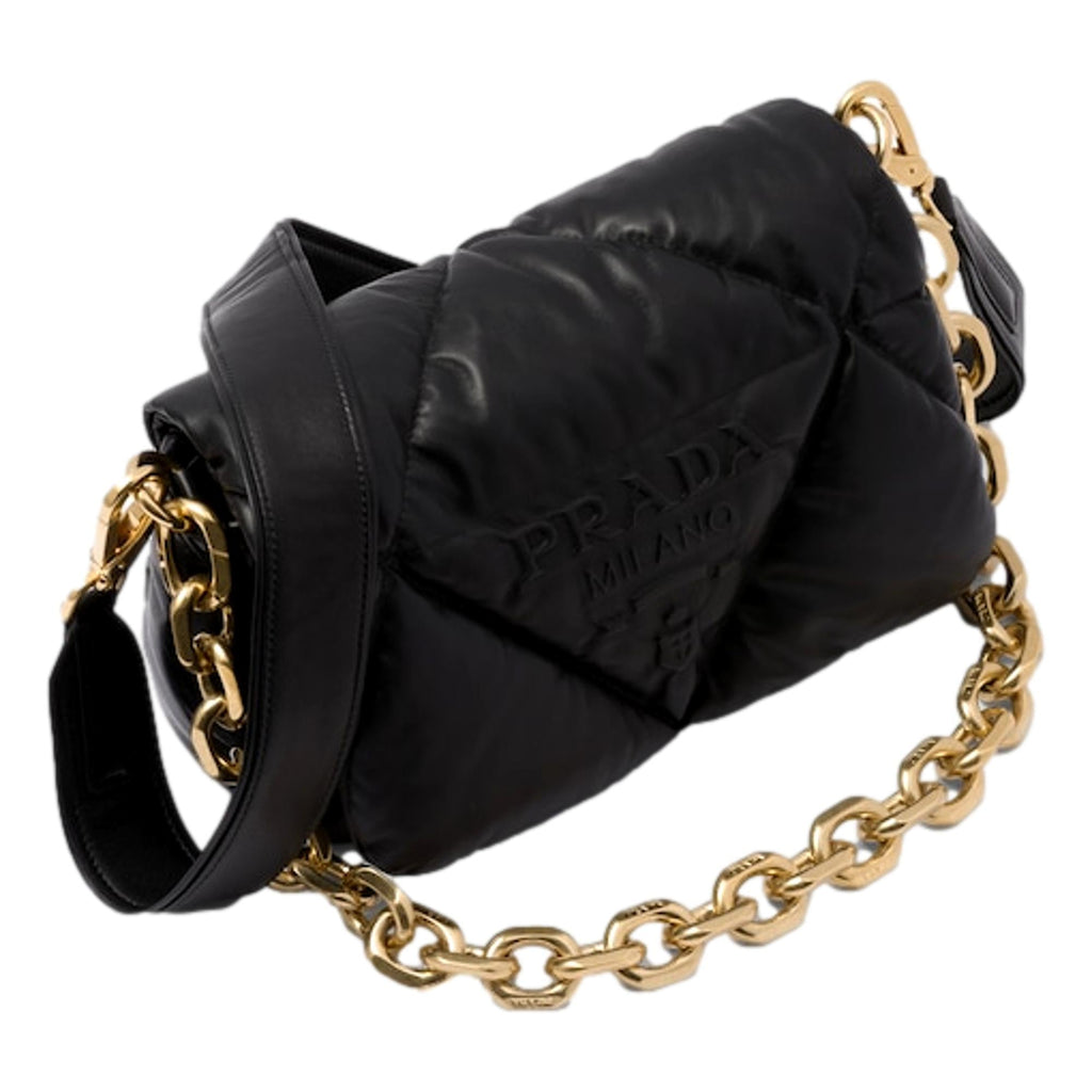 Prada Black Quilted Soft Nappa Leather Shoulder Bag at_Queen_Bee_of_Beverly_Hills