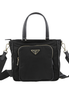 Prada Black Tessuto Nylon Saffiano Leather Crossbody Satchel Bag available at Queen Bee of Beverly Hills