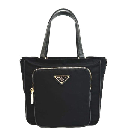 Prada Black Tessuto Nylon Saffiano Leather Crossbody Satchel Bag available at Queen Bee of Beverly Hills