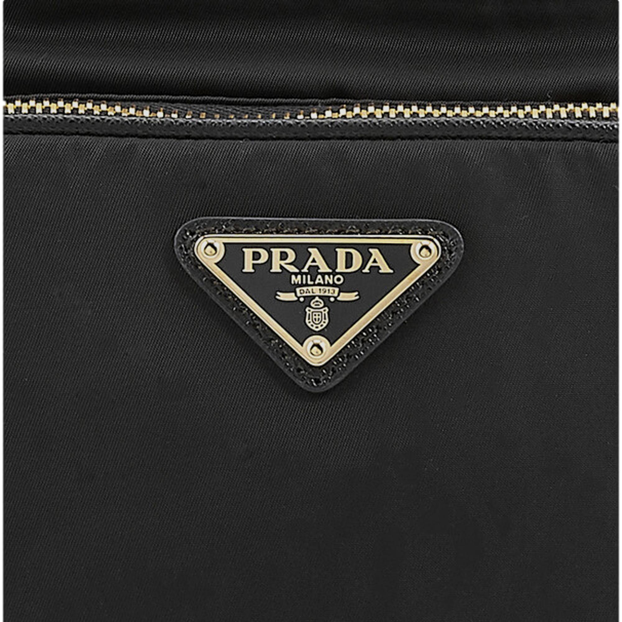 Prada Black Tessuto Nylon Saffiano Leather Crossbody Satchel Bag available at Queen Bee of Beverly Hills