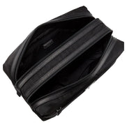 Prada Black Tessuto Nylon Saffiano Leather Trim Double Zip Necessaire Dopp Toiletry Bag available at Queen Bee of Beverly Hills