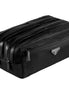Prada Black Tessuto Nylon Saffiano Leather Trim Double Zip Necessaire Dopp Toiletry Bag available at Queen Bee of Beverly Hills