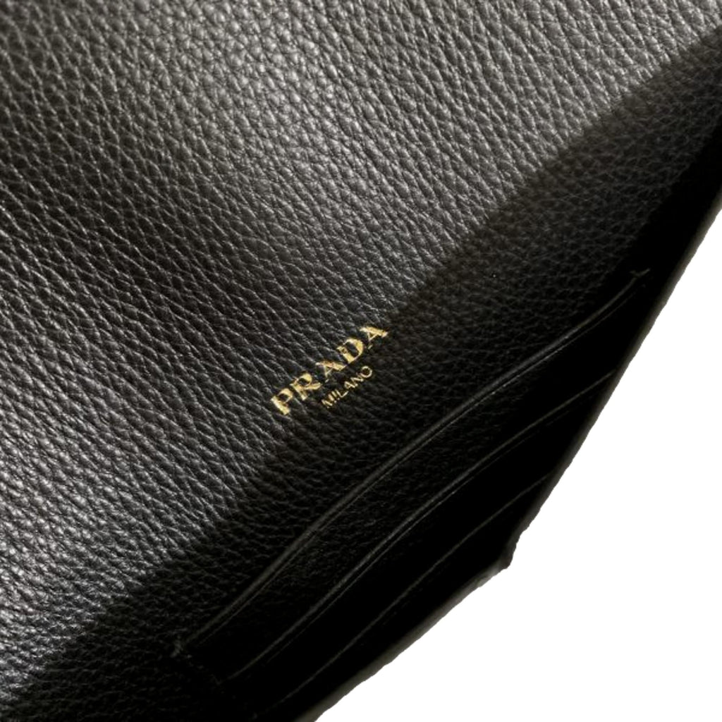 Prada Black Vitello Grain Leather Long Envelope Wallet 1MF175 at_Queen_Bee_of_Beverly_Hills