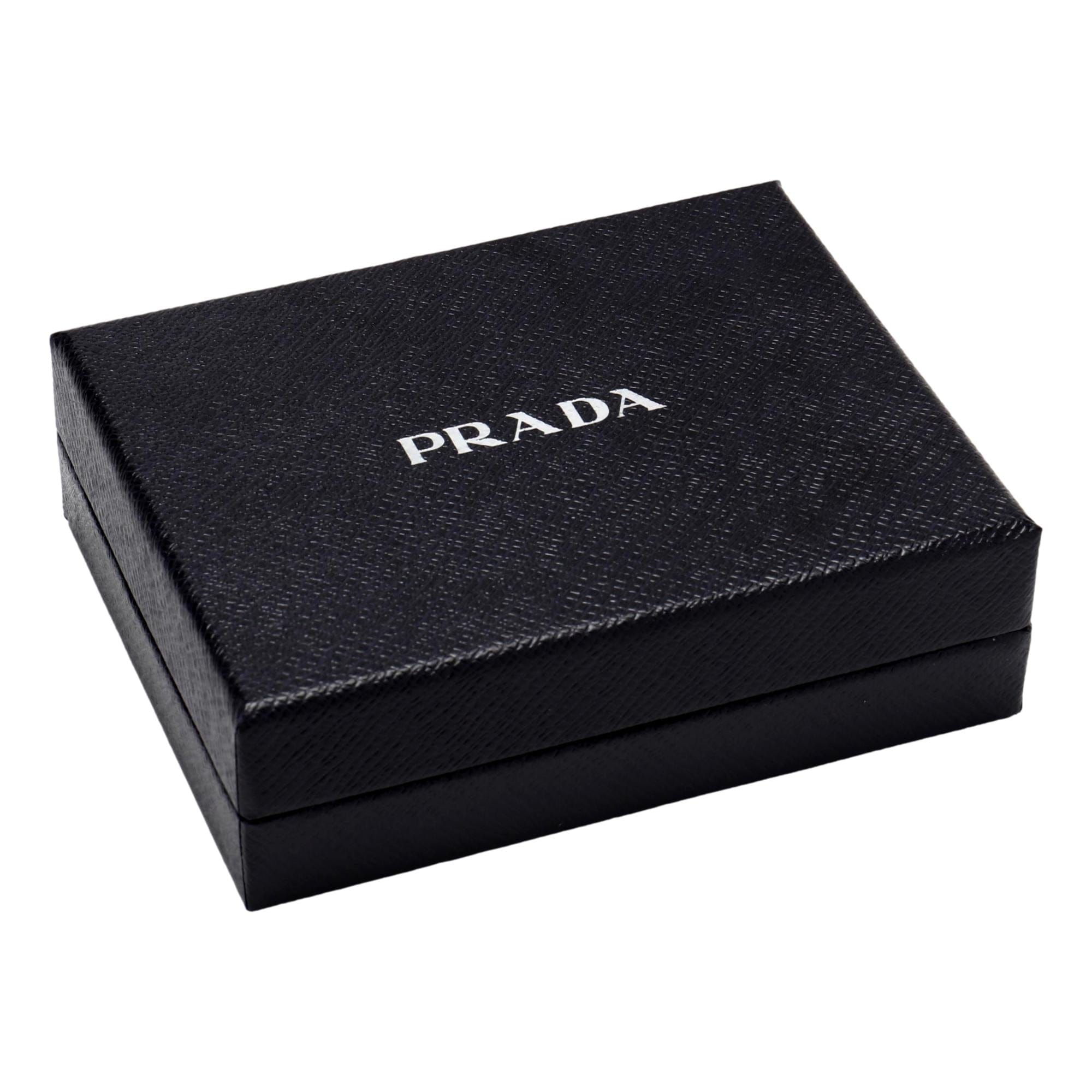 Prada Black Vitello Grain Soft Calf Leather Credit Card Case Wallet available at Queen Bee of Beverly Hills