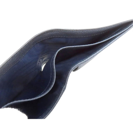 Prada Black Vitello Micro Grain Leather Bifold Wallet Triangle Enamel Logo available at Queen Bee of Beverly Hills