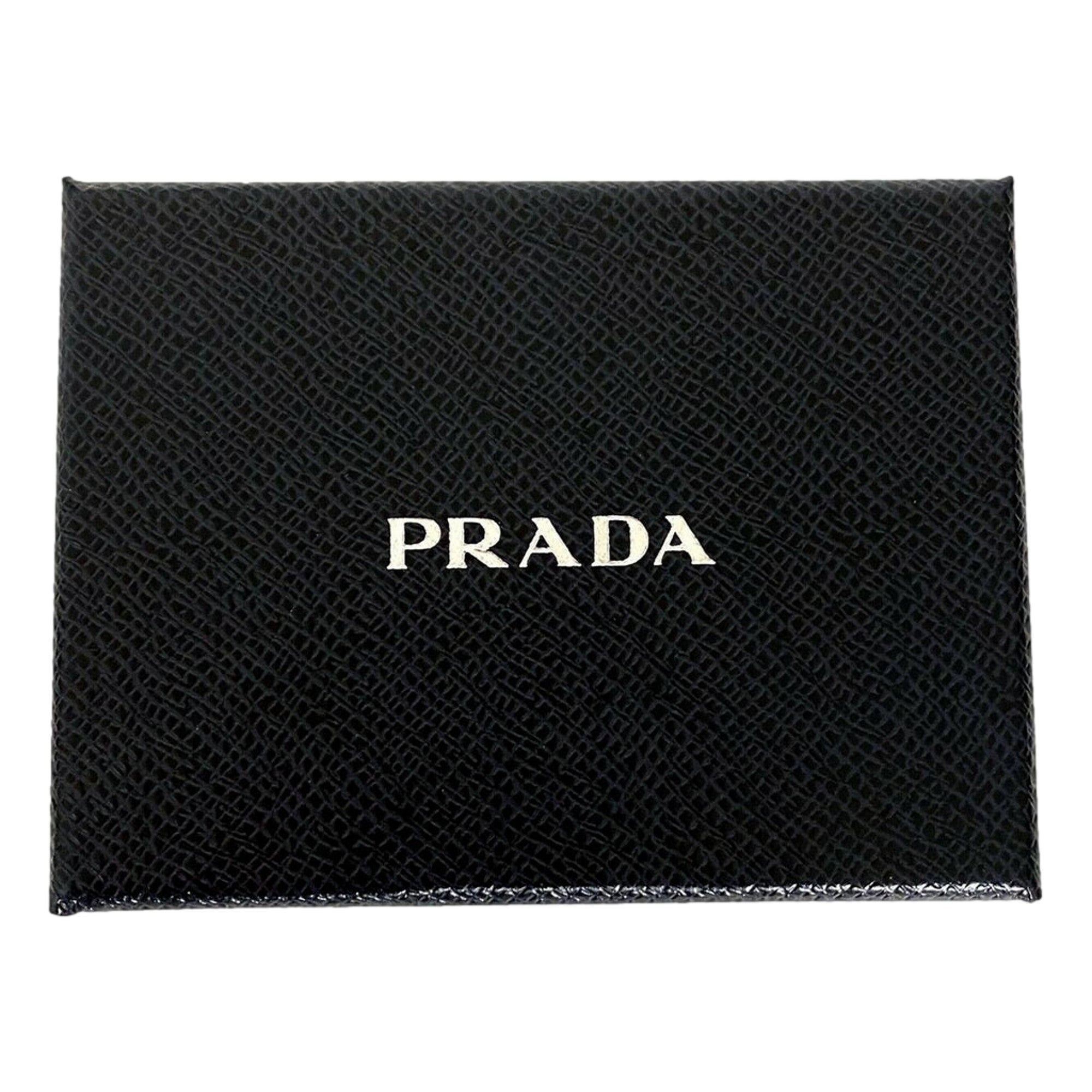 Prada Blue Vitello Move Leather Triangle Logo Card Case Wallet