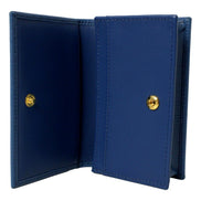 Prada Blue Vitello Move Leather Triangle Logo Card Case Wallet available at Queen Bee of Beverly Hills