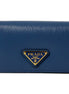 Prada Blue Vitello Move Leather Triangle Logo Card Case Wallet available at Queen Bee of Beverly Hills