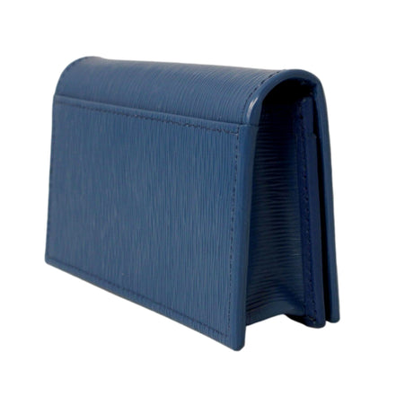 Prada Blue Vitello Move Leather Triangle Logo Card Case Wallet available at Queen Bee of Beverly Hills