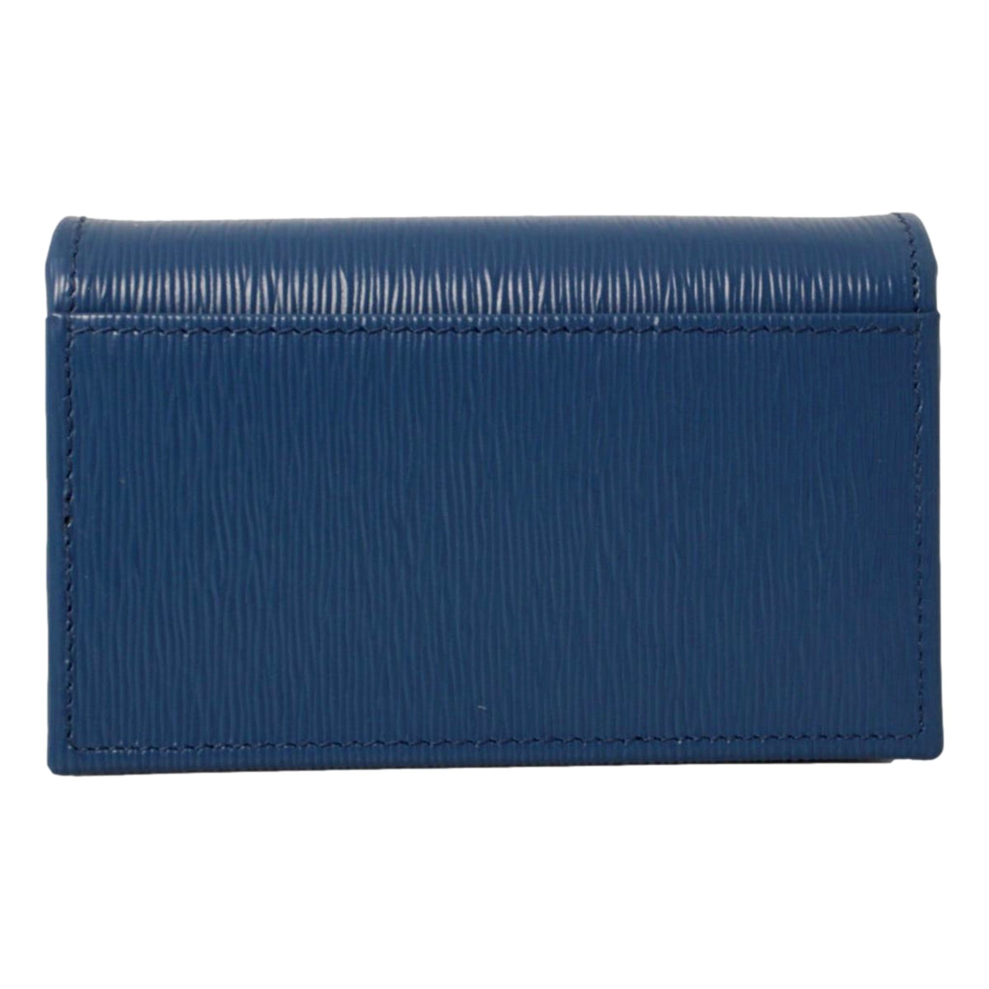 Prada Blue Vitello Move Leather Triangle Logo Card Case Wallet available at Queen Bee of Beverly Hills